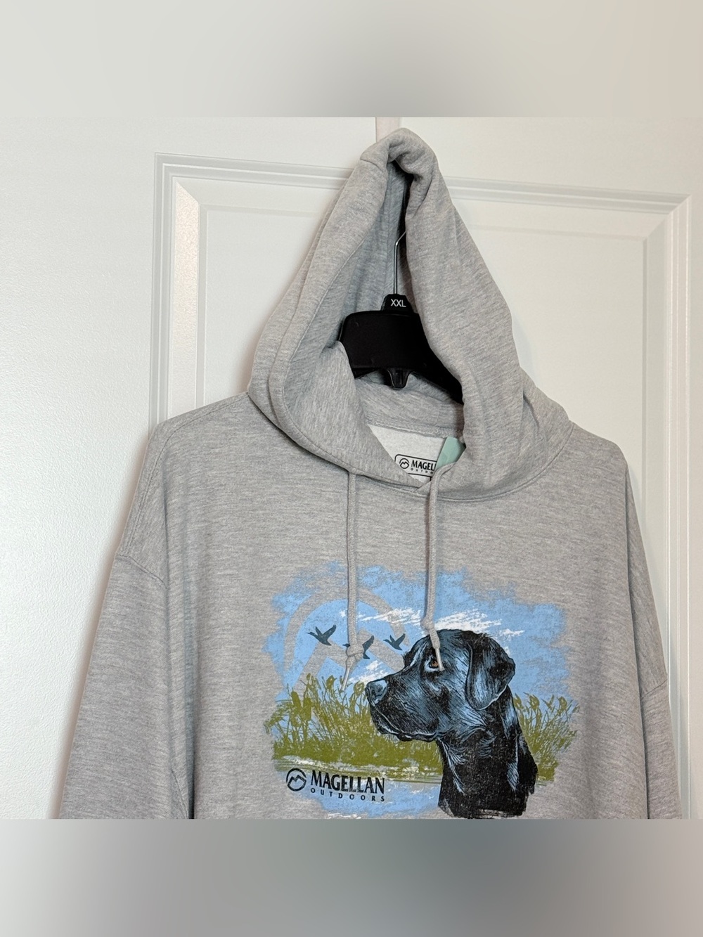 🆕 Magellan Outdoors Black Lab Hunting Hoodie Gray 2XL Pullover